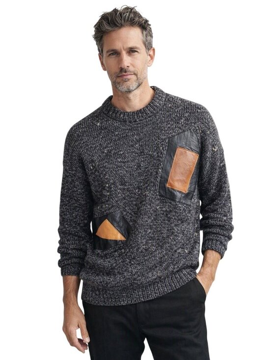Reynolds Originals Other - Vintage Reynolds Originals Gray Wool Heavy knit Sweater Leather Patches L Y2K